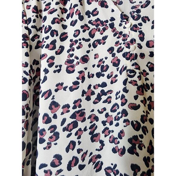 ZAC & RACHEL Pink Gray Animal Print Bell Sleeve Boho Hippie Top SZ L - Picture 3 of 13